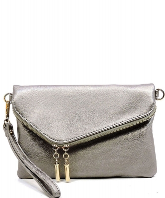 Leopard Envelope Clutch Crossbody Bag AD2585  PEWTER